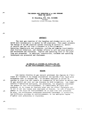 The Design and Operation of an LNG Pipeline From the Arctic Page 1