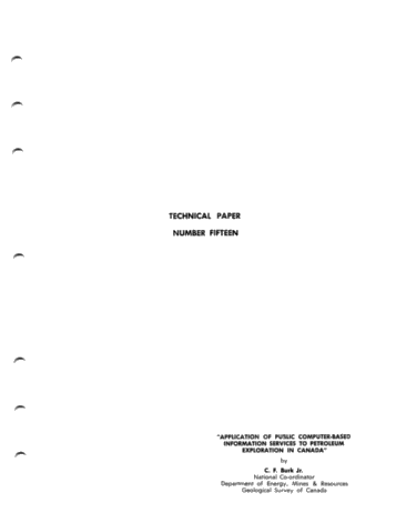Application of Public Computer Based Information Services to Petroleum Exploration in Canada Page 1