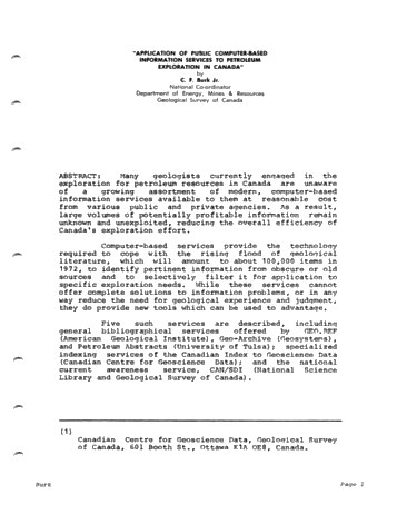 Application of Public Computer Based Information Services to Petroleum Exploration in Canada Page 1