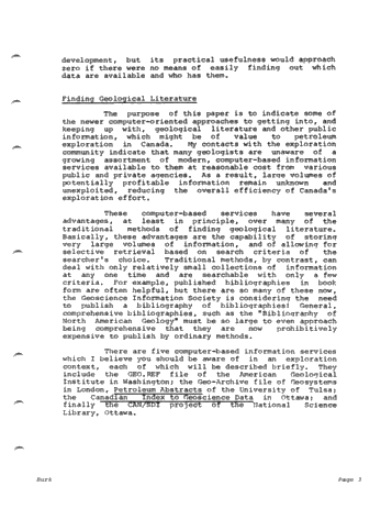 Application of Public Computer Based Information Services to Petroleum Exploration in Canada Page 3