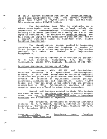 Application of Public Computer Based Information Services to Petroleum Exploration in Canada Page 5