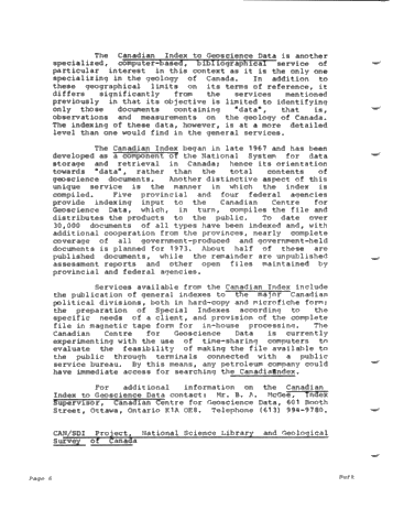 Application of Public Computer Based Information Services to Petroleum Exploration in Canada Page 6