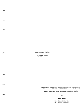Predicting Probable Producibility by Combining Core Analysis and Chromatographic Data Page 1