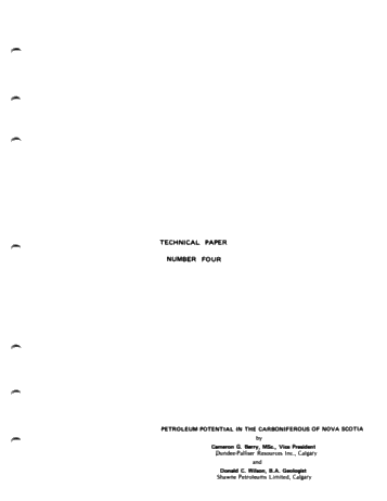 Petroleum Potential in the Carboniferous of Nova Scotia Page 1