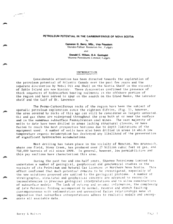 Petroleum Potential in the Carboniferous of Nova Scotia Page 1