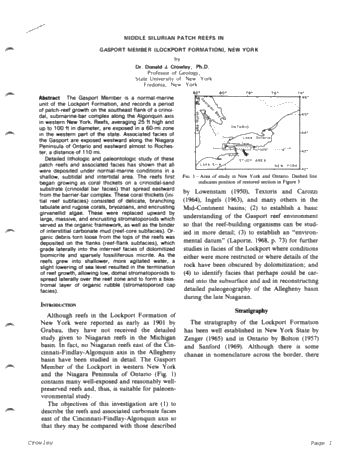Middle Silurian Patch Reefs in Gasport Member New York Page 1