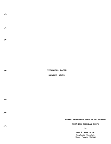 Seismic Techniques in Delineating Northern Michigan Reefs Page 1