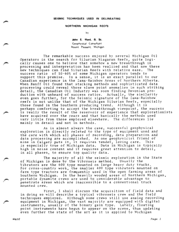 Seismic Techniques in Delineating Northern Michigan Reefs Page 1