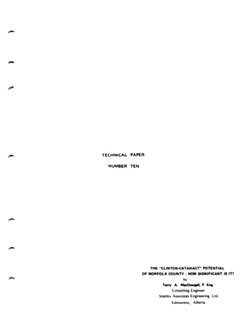 The "Clinton-Cataract Potential of Norfolk County - How Significant is it? Page 1
