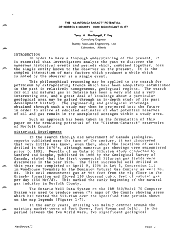 The "Clinton-Cataract Potential of Norfolk County - How Significant is it? Page 1