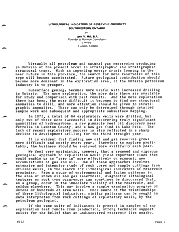 Lithological Indicators of Reservoir Reservoir Proximity Southwestern Ontario Page 3