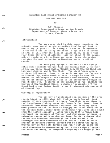 Canadian East Coast Offshore Exploration for Oil and Gas Page 1