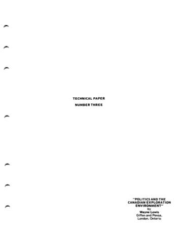 Politics and the Canadian Exploration Environment Page 1