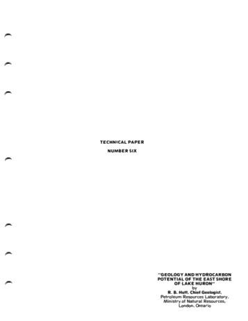 Geology & Hydrocarbon Potential of the East Shore of Lake Huron Page 1
