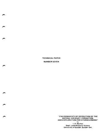Environments of Deposition of The Medina (Grimsby) Formation and Exploration for Hydrocarbons Page 1