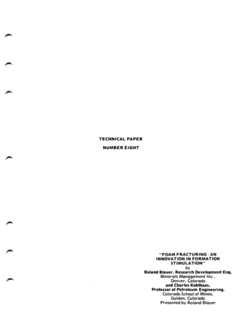 Foam Fracturing - an Innovation in Formation Stimulation Page 1