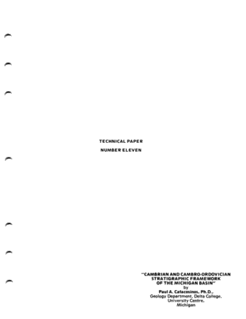 Cambrian and Cambro-Ordovician Stratigraphic Framework of the Michigan Basin Page 1