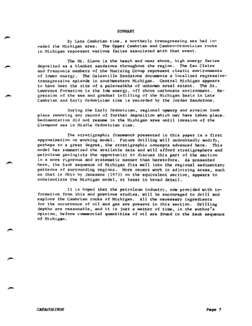 Cambrian and Cambro-Ordovician Stratigraphic Framework of the Michigan Basin Page 7