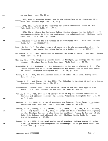 The Lower and Middle Paleozoic History of the Findlay Arch in Ohio Page 11