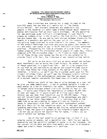 Garbage: the Unexploited Energy of Growing Rather Than Depleting Value Page 1