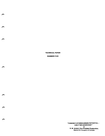 Canada's Hydrocarbon Potential, Can it be Achieved? Page 1