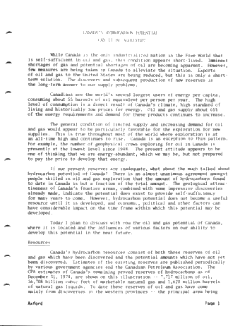 Canada's Hydrocarbon Potential, Can it be Achieved? Page 1