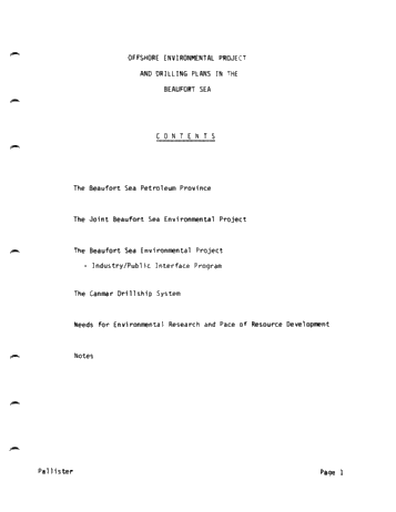Offshore Environmental Project and Drilling Plans in the Beaufort Sea Page 1