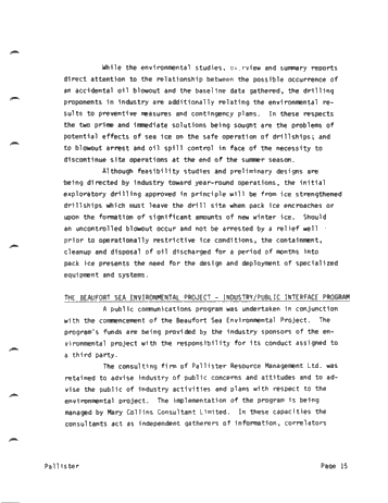 Offshore Environmental Project and Drilling Plans in the Beaufort Sea Page 15