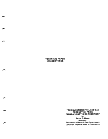 The Question of Oil and Gas Production From Canada's Northern Frontier Page 1
