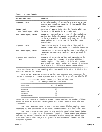 Deep-Well Injection of Fluid, Industrial Wastes in Canada Page 4