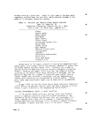 Deep-Well Injection of Fluid, Industrial Wastes in Canada Page 12
