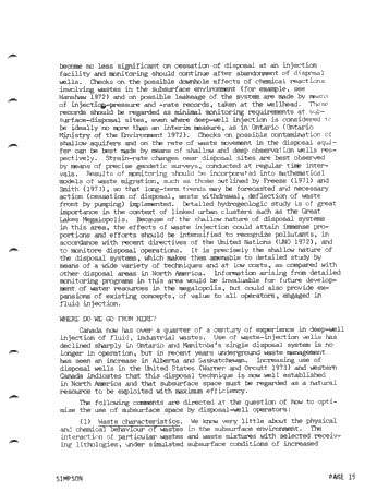 Deep-Well Injection of Fluid, Industrial Wastes in Canada Page 15