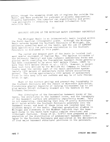 Potential Use of Landsat Data for Petroleum Exploration in the Michigan Basin Page 2