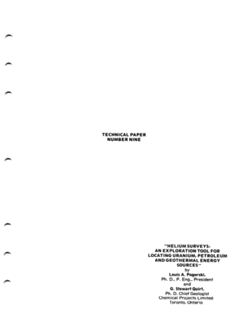 Helium Surveys: an Exploration Tool for Locating Uranium, Petroleum and Geothermal Energy Sources Page 1
