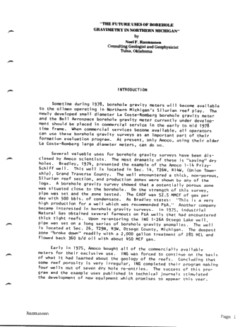 The Future Uses of Borehole Gravimetry in Northern Michigan Page 1