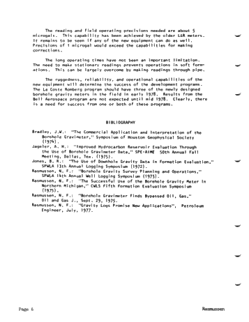 The Future Uses of Borehole Gravimetry in Northern Michigan Page 6