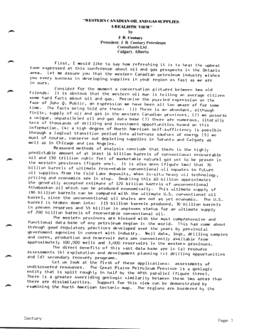 Western Canada Oil and Gas Supplies - a Realistic View Page 1