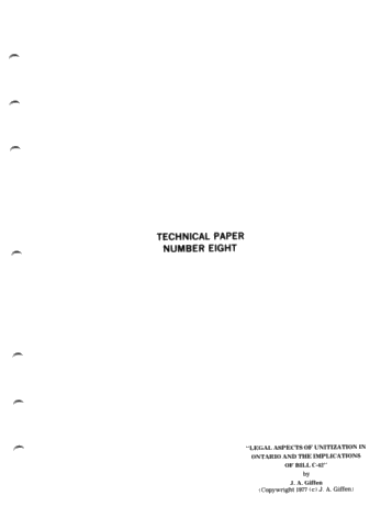 Legal Aspects of Unitization in Ontario and the Implications of Bill C-42 Page 1