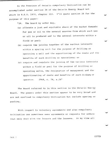 Legal Aspects of Unitization in Ontario and the Implications of Bill C-42 Page 2