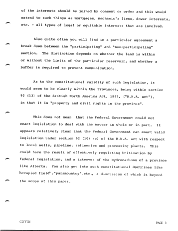 Legal Aspects of Unitization in Ontario and the Implications of Bill C-42 Page 3