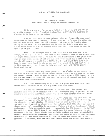 Energy Security for Canadians Page 1
