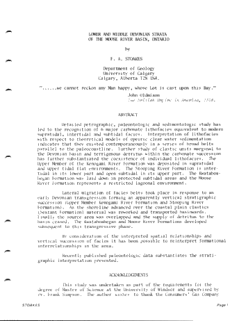 Lower and Middle Devonian Strata of the Moose River Basin Ontario Page 1