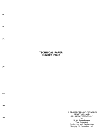 Prospectus of Canadian Heavy Oil and Oil Sand Potential Page 1