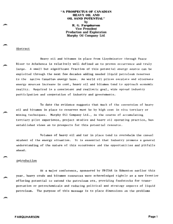 Prospectus of Canadian Heavy Oil and Oil Sand Potential Page 1