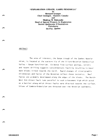 Exploration Update Gaspe Peninsula Page 1
