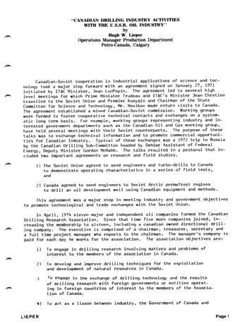 Canadian Drilling Industry Activities With the U.S.S.R. Oil Ministry Page 1