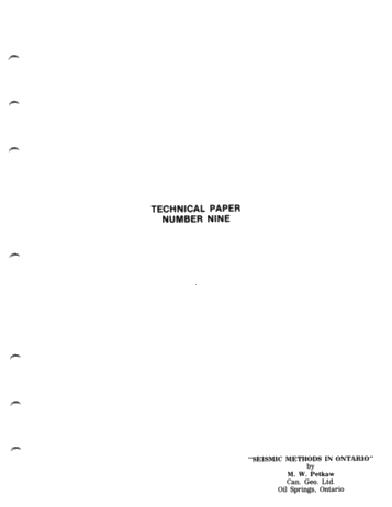 Seismic Methods in Ontario Page 1