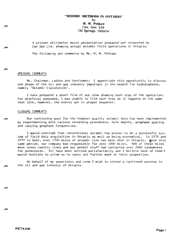 Seismic Methods in Ontario Page 1