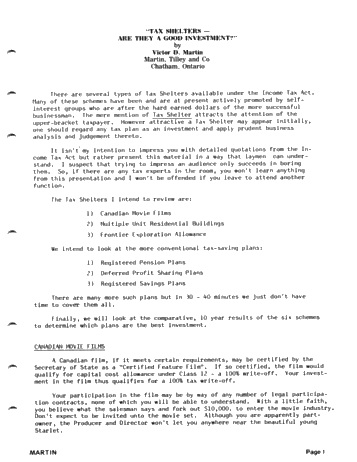 Tax Shelters - Are They a Good Investment? Page 1