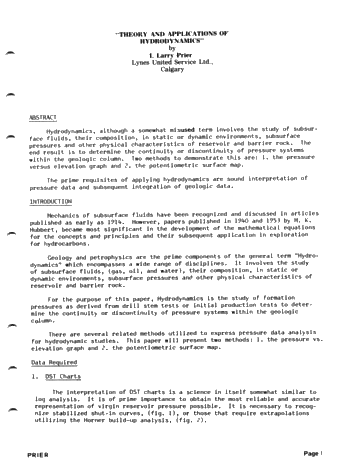 Theory and Applications of Hydrodynamics Page 1